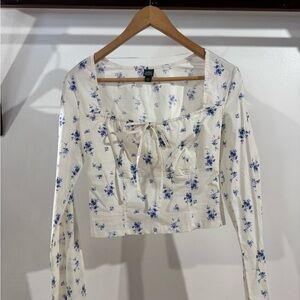 Wild Fable Blue Floral Blouse